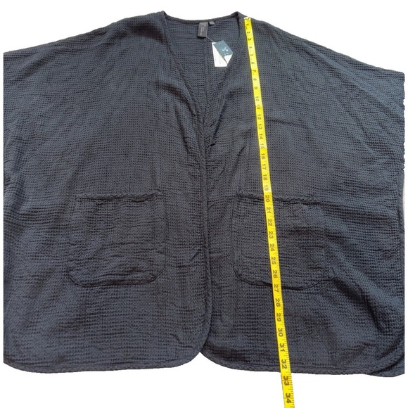 NEW Focus Casual Life Open Cardigan Waffle One Size Pockets Pre Shrunk Black - Picture 5 of 10